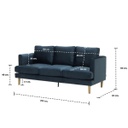 Russell Sofa 3 Seater-Dark Blue