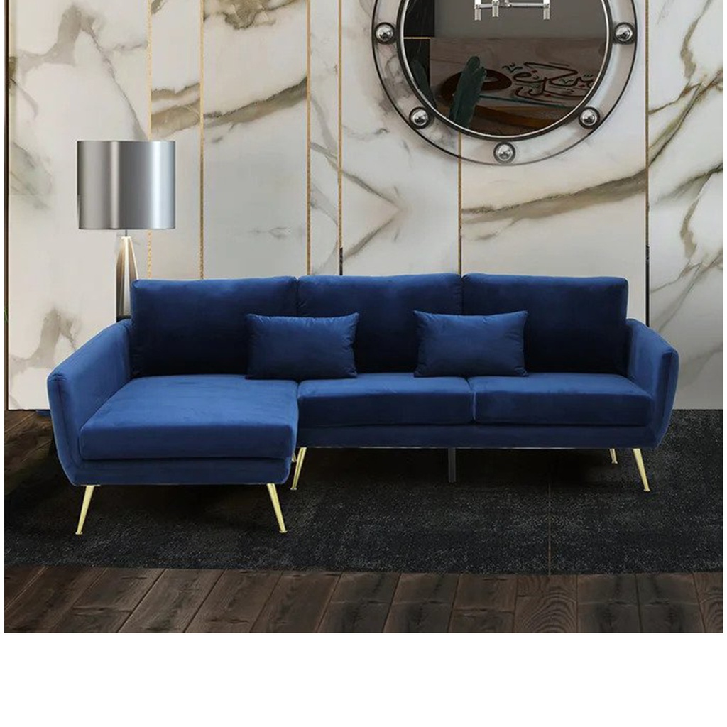 Nada Sofa - Left Corner / Blue Velvet Fabric