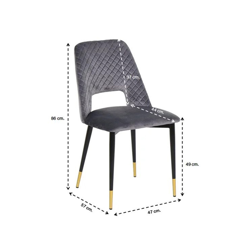 Tara Chair - Gold/Black/Grey Velvet