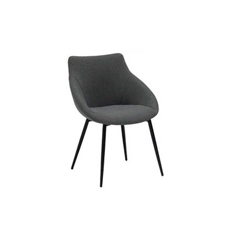 Leanna Arm Chair - Leg Black - Grey Fabric