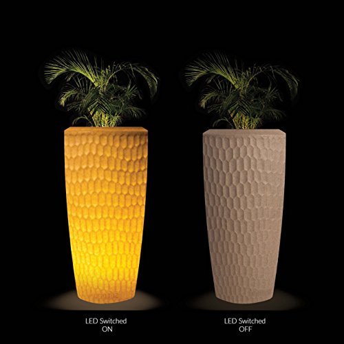Sereno Chiara Slim 100 White with (Led Illuminated Planter/Led Planter Indoor/Led Planter Pot/Led Plant)