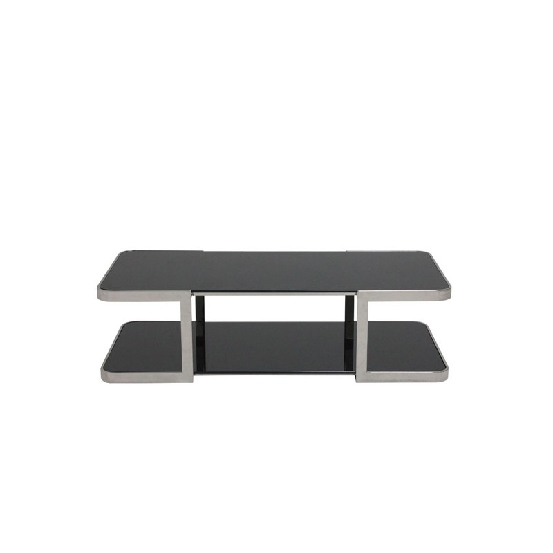 Jacinda Coffee Table - Stainless/Black Glass