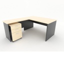 Access Office Executive Desk 150cm wide + Sidereturn 100cm With Moveable cabinet - Maple (1)