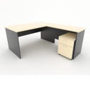 Access Office Executive Desk 150cm + Sidereturn 100cm wide With Moveable cabinet - Maple (2)