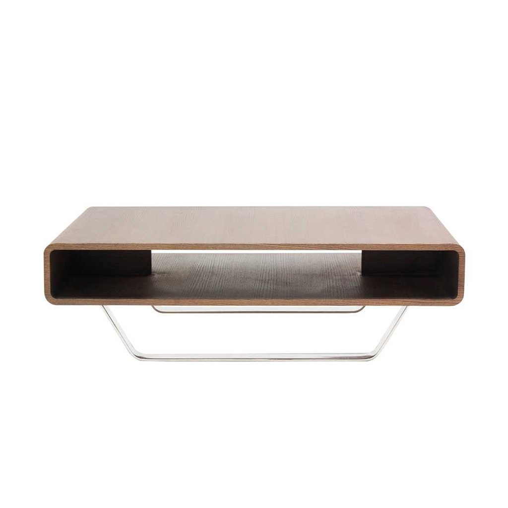 Larisa Coffee Table - Chromium/Brown Oak Wood