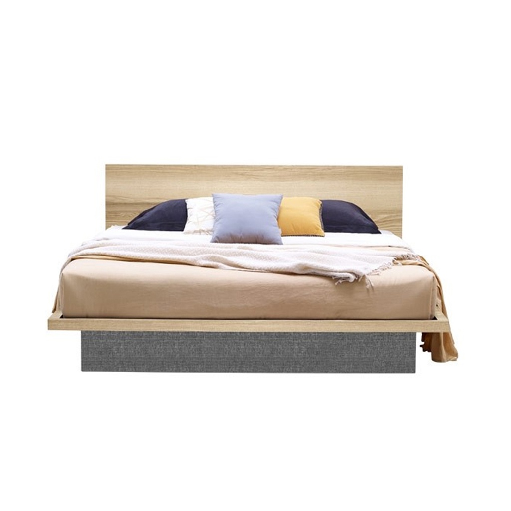 Benesia Bed 5ft - P - Lindberg Oak/Grey Linen