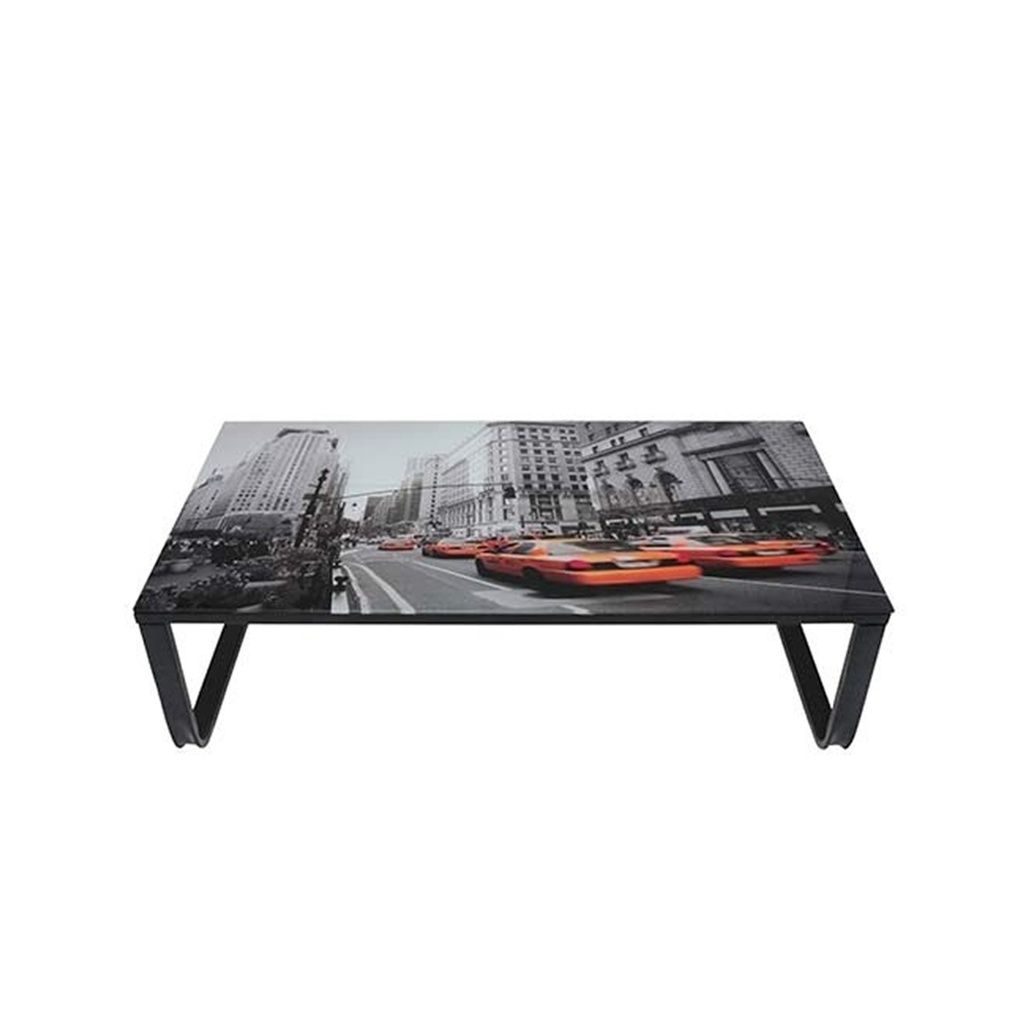 Lavis Coffee Table-Black Steel/Bridge Pattern