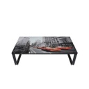 Lavis Coffee Table-Black Steel/Bridge Pattern
