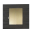 Zen Wardrobe 240cm Wide - Royal Acacia/Golden Mirror