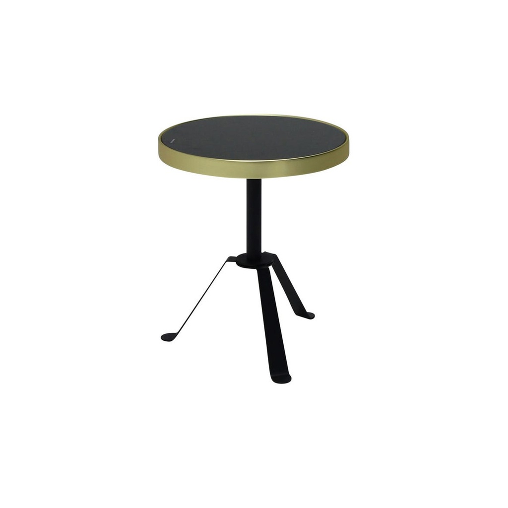 Annew End Table - Black Steel/Black Gold Glass