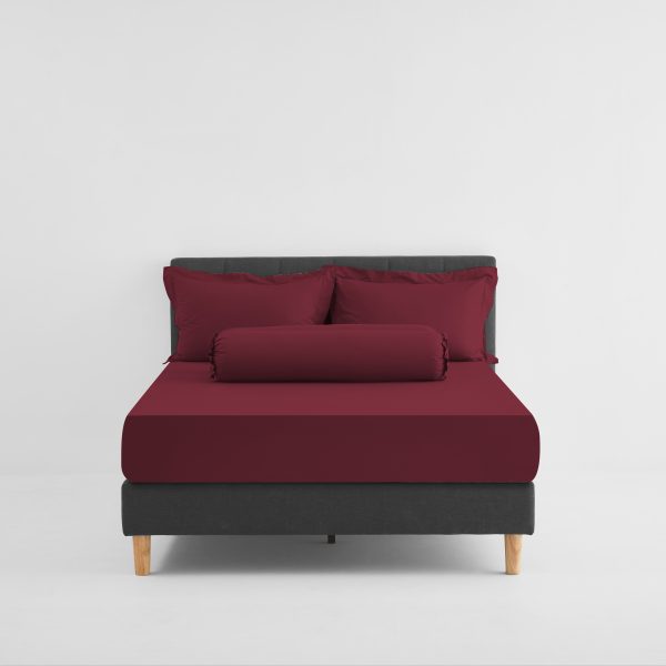 Lotus Attitude - QS Fitted Bedsheet Set-5pcs - Burgundy