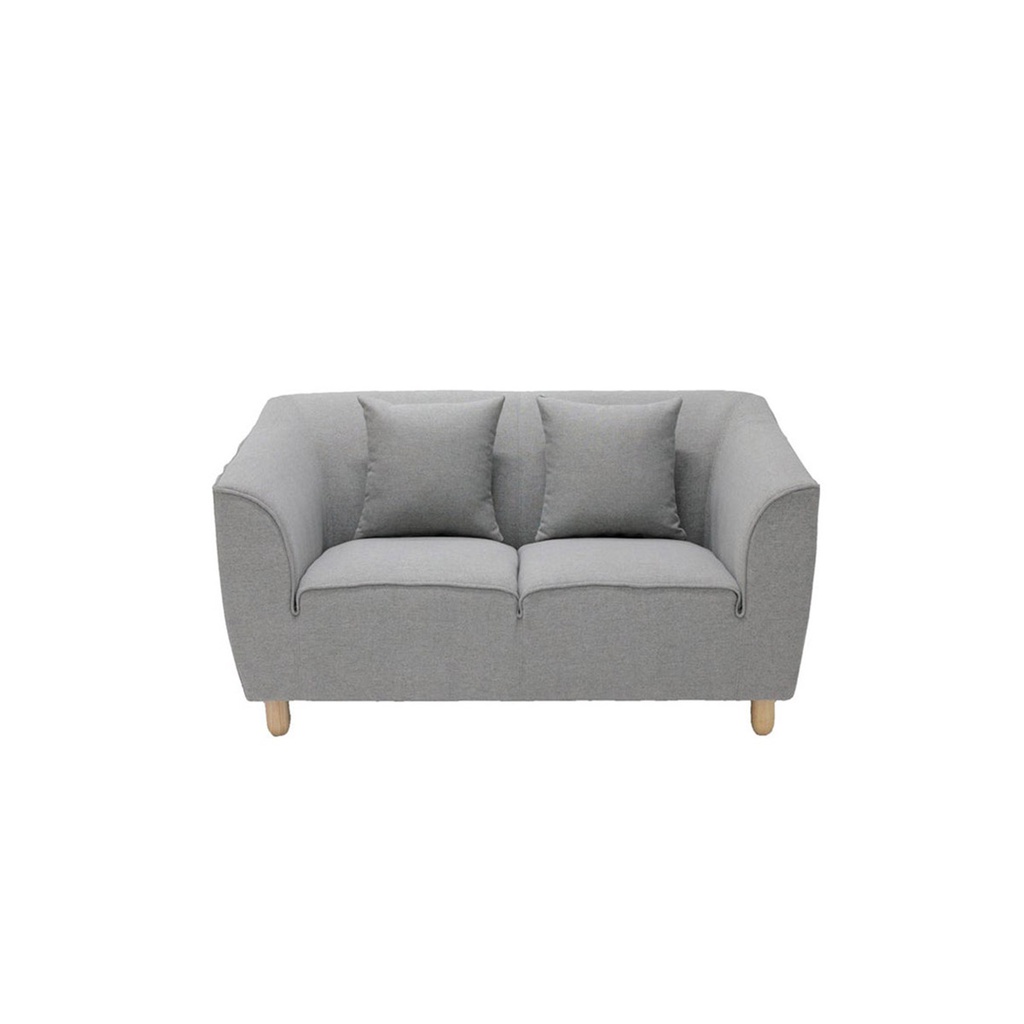 Carera Sofa 2 Seater - Natural Wood Leg - Grey Fabric
