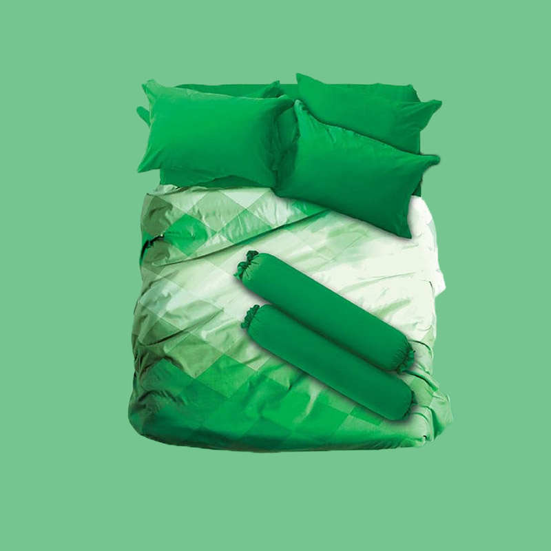 Lotus SoulMate Plain Green QS Fitted Bedsheet Set - 5pcs - LI-SM-13-13D