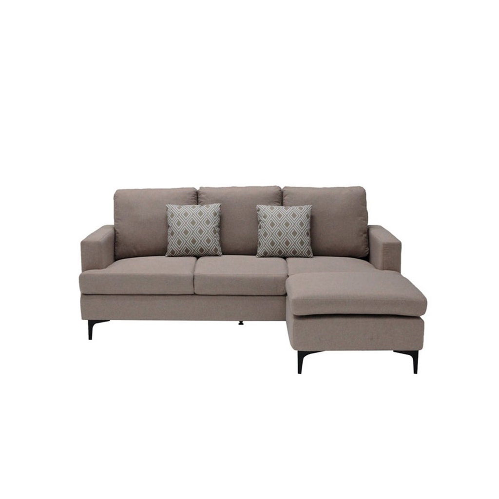 Xilica Sofa 3 Seater + Stool - Brown Pattern Pillow - Light Brown