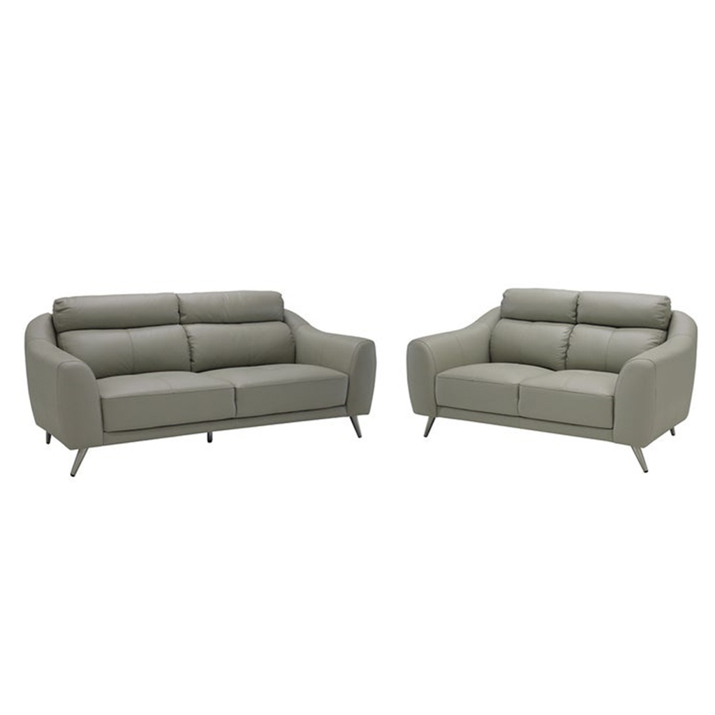 Gantia Sofa Set 3+2 Seater - SL Light Grey/Leather