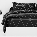 Lotus Black &amp; White - QS Fitted Bedsheet Set-5pcs - LI-BW-01B