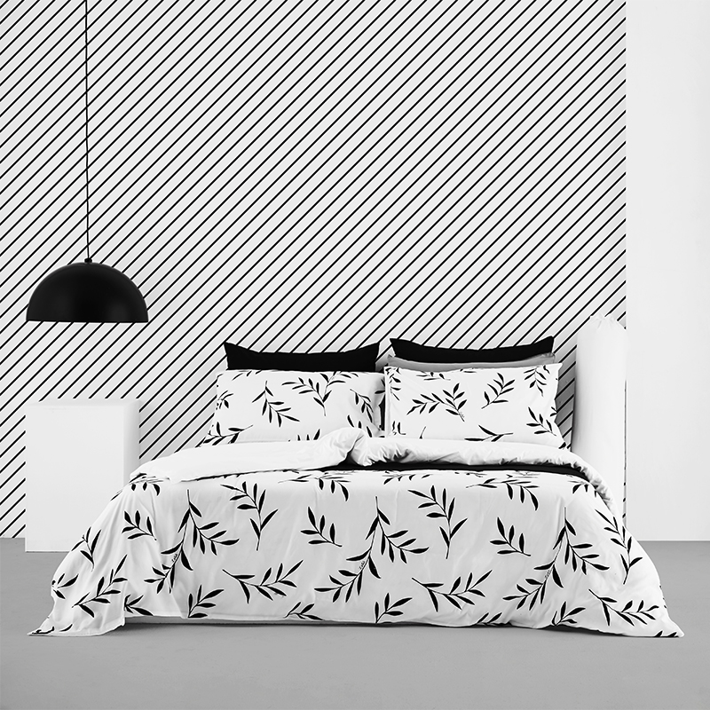 Lotus Black &amp; White Comforter 90&quot;x100&quot; - LI-BW-02W