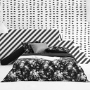 Lotus Black &amp; White - KS Fitted Bedsheet Set-5pcs - LI-BW-03B