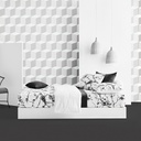 Lotus Black &amp; White - KS Fitted Bedsheet Set-5pcs - LI-BW-04W