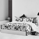 Lotus Black &amp; White - QS Fitted Bedsheet Set-5pcs - LI-BW-03W