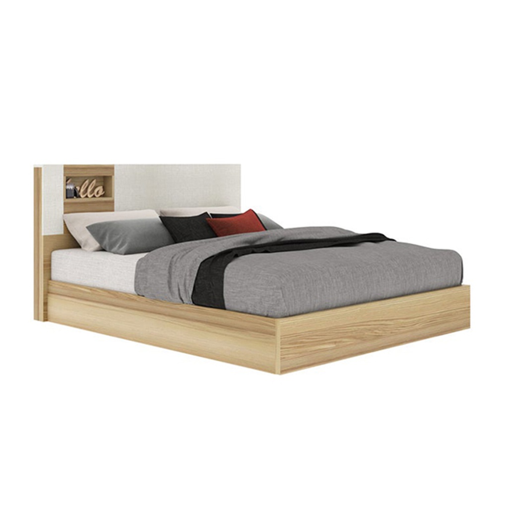 Nikko Bed 5ft - Lindberg Oak/White Linen
