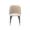 Lazlo Dining Chair - Gold/Black Steel Legs - Velvet Dark Blue/Cream
