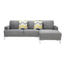 Hammy Sofa - Right Corner - Grey Velvet/Yellow Pattern