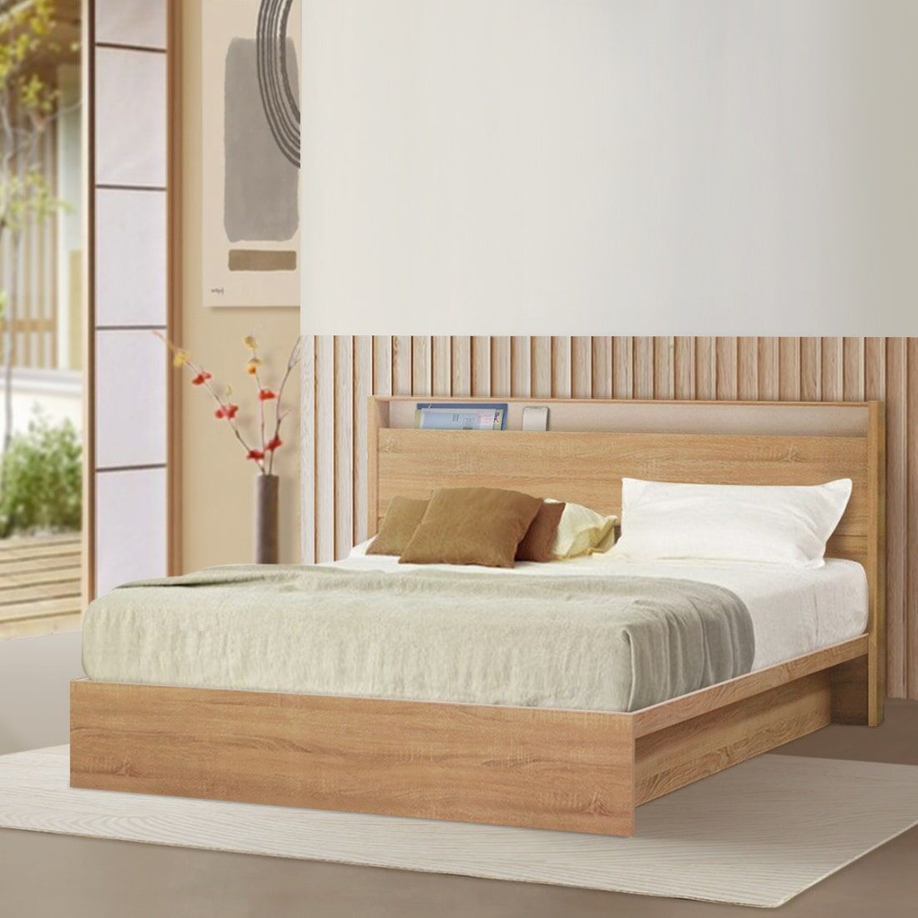 Looms Kyoto Bed 6ft - Solid Oak/White