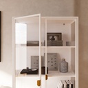 Stew Mirrow Showcase-80-White Steel/Clear Glass