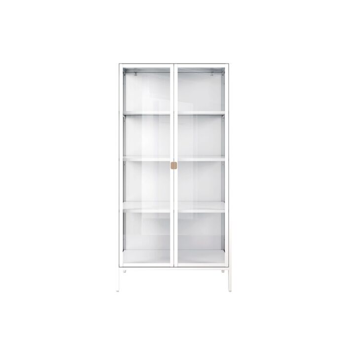 Stew Mirrow Showcase-80-White Steel/Clear Glass