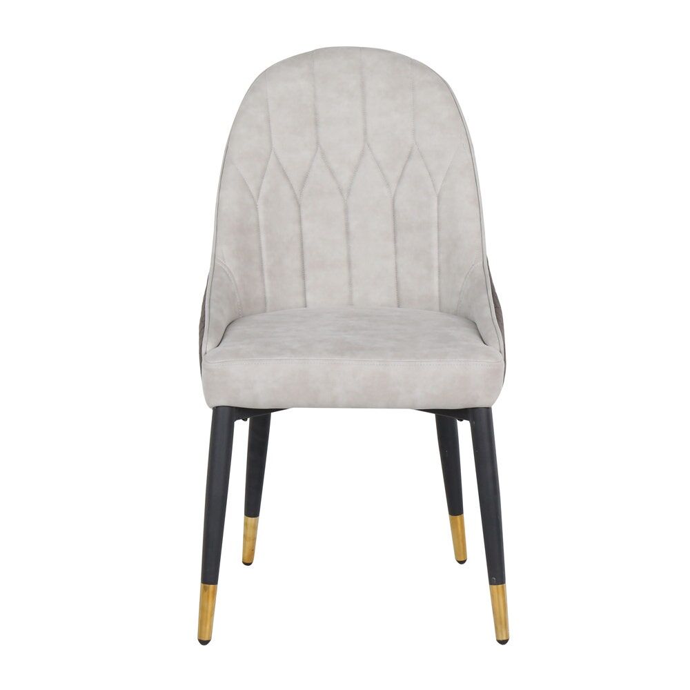Yinla Dining Chair-Black Steel/Brown Grey Fabric