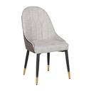 Yinla Dining Chair-Black Steel/Brown Grey Fabric
