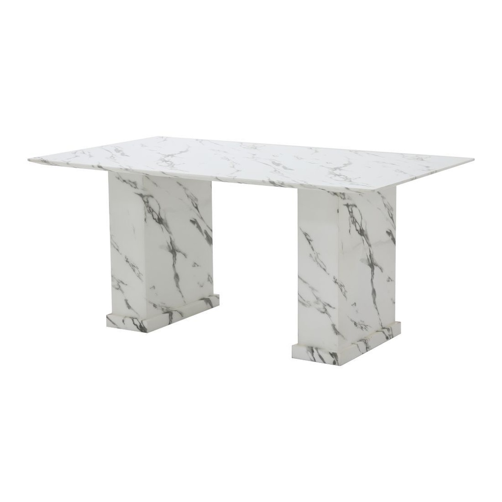 Basha Dining Table 160cm White Stone Pattern