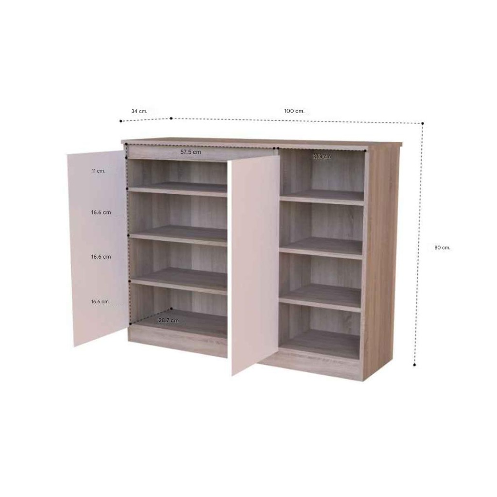 Pucky Shoes Cabinet SH100-Solid Oak/White