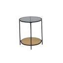 Tylee End Table-Artificial Ratten/Black Glass