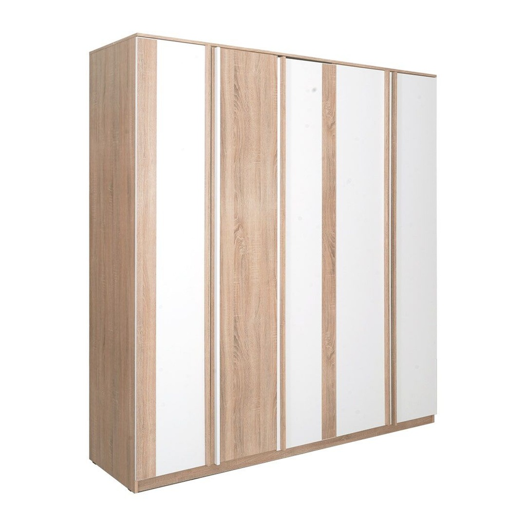 Caden-B Wardrobe 200cm - Solid Oak/white