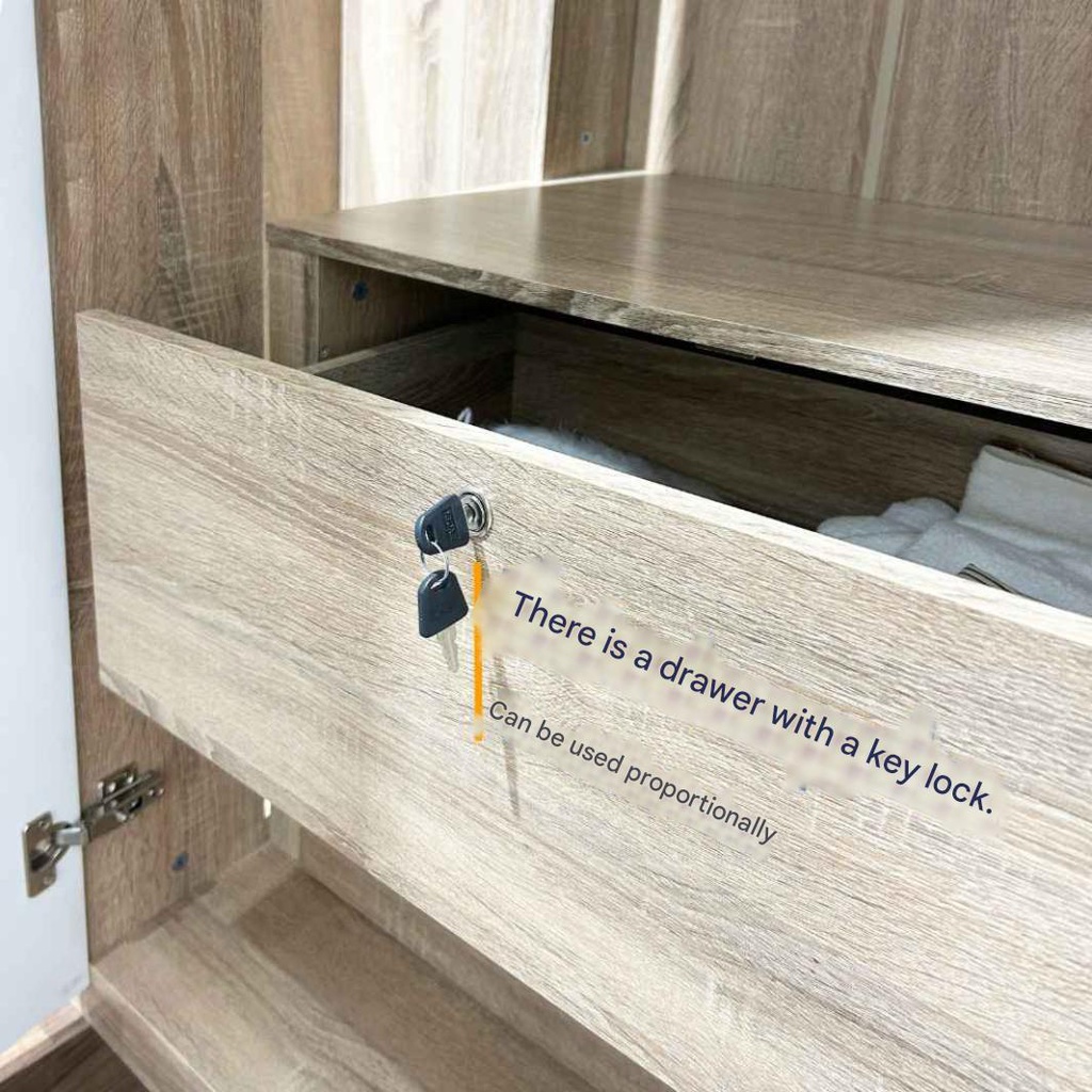 Caden-B Wardrobe 200cm - Solid Oak/white