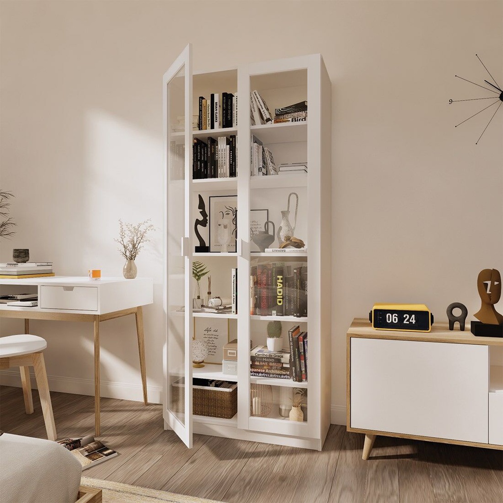 KC-Play /Jobio Tall Cabinet CT80-DE02/White/Clear Glass