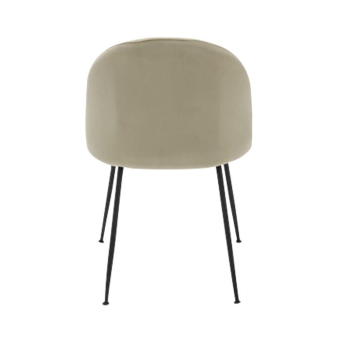 Tenya Dining Chair/Black Steel/Brown Cream Velvet