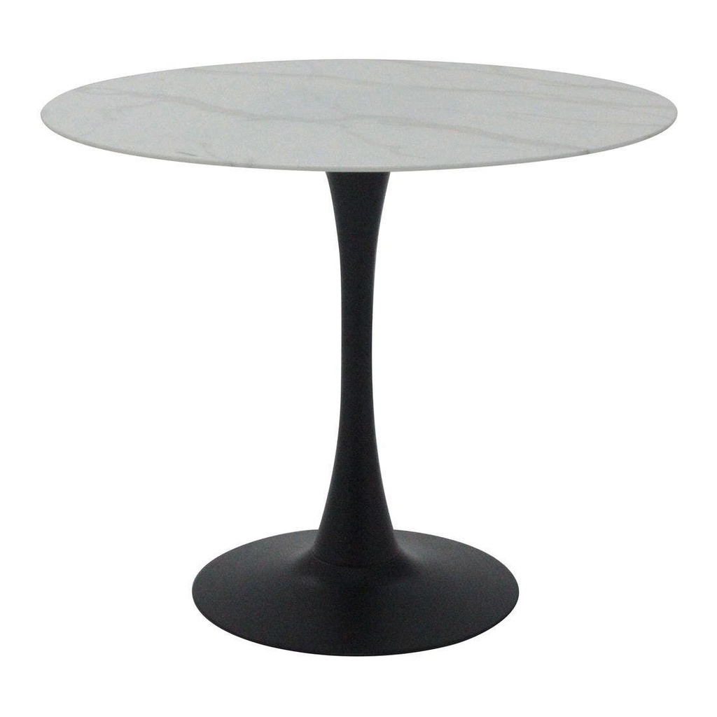 Teller-A90 Dining Table-Black Steel/White Stone