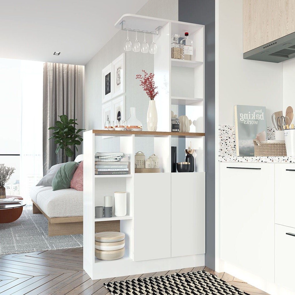 Ku/Burgess Tall Counter 90/White/Solid Oak- L/R