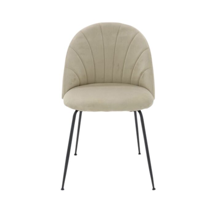 Tenya Dining Chair/Black Steel/Brown Cream Velvet