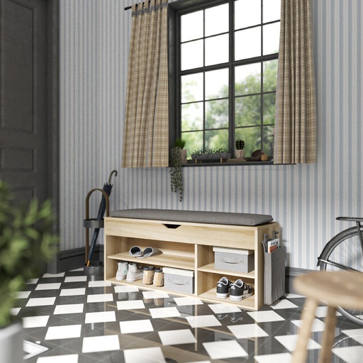 [19192308] KC-Play Link Warm Shoe Cabinet SH120-Lindberg Oak/Grey Cushion