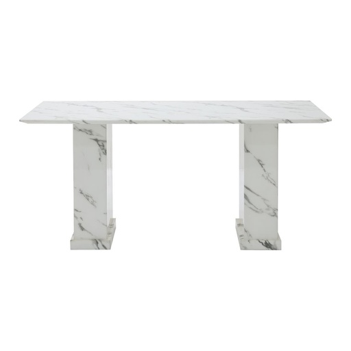 [19237033] Basha Dining Table 160cm White Stone Pattern