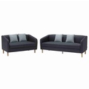 Crech Sofa Set 3+2 Seater - Fabric/ Dark-Blue/Grey Pillow