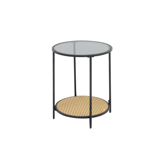 [19221317] Tylee End Table-Artificial Ratten/Black Glass